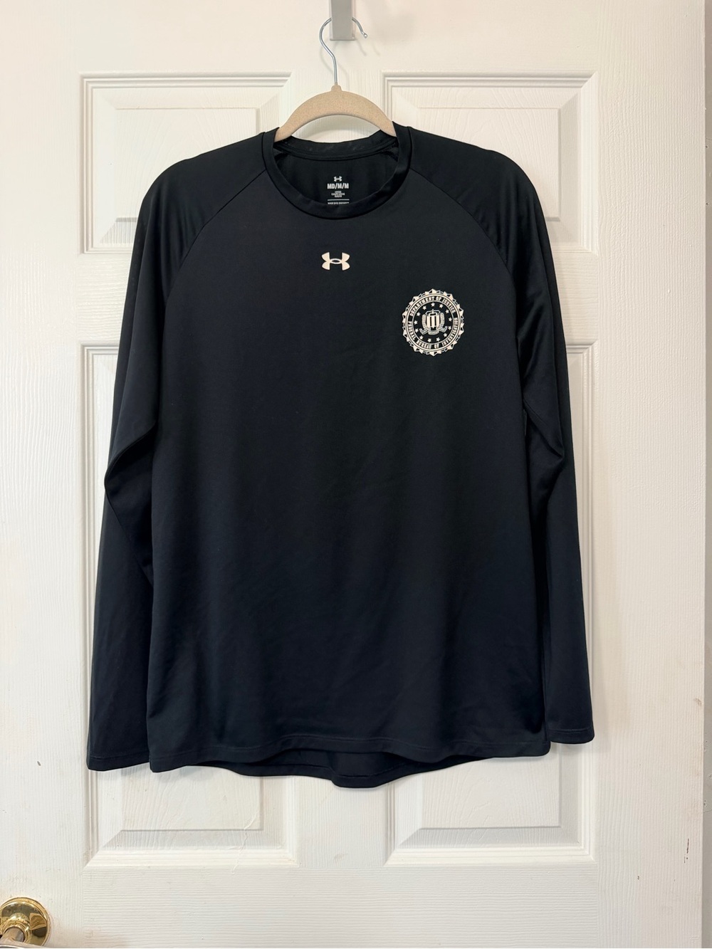 Under Armour Black Long-Sleeve Athletic Crew with Logo Emblem